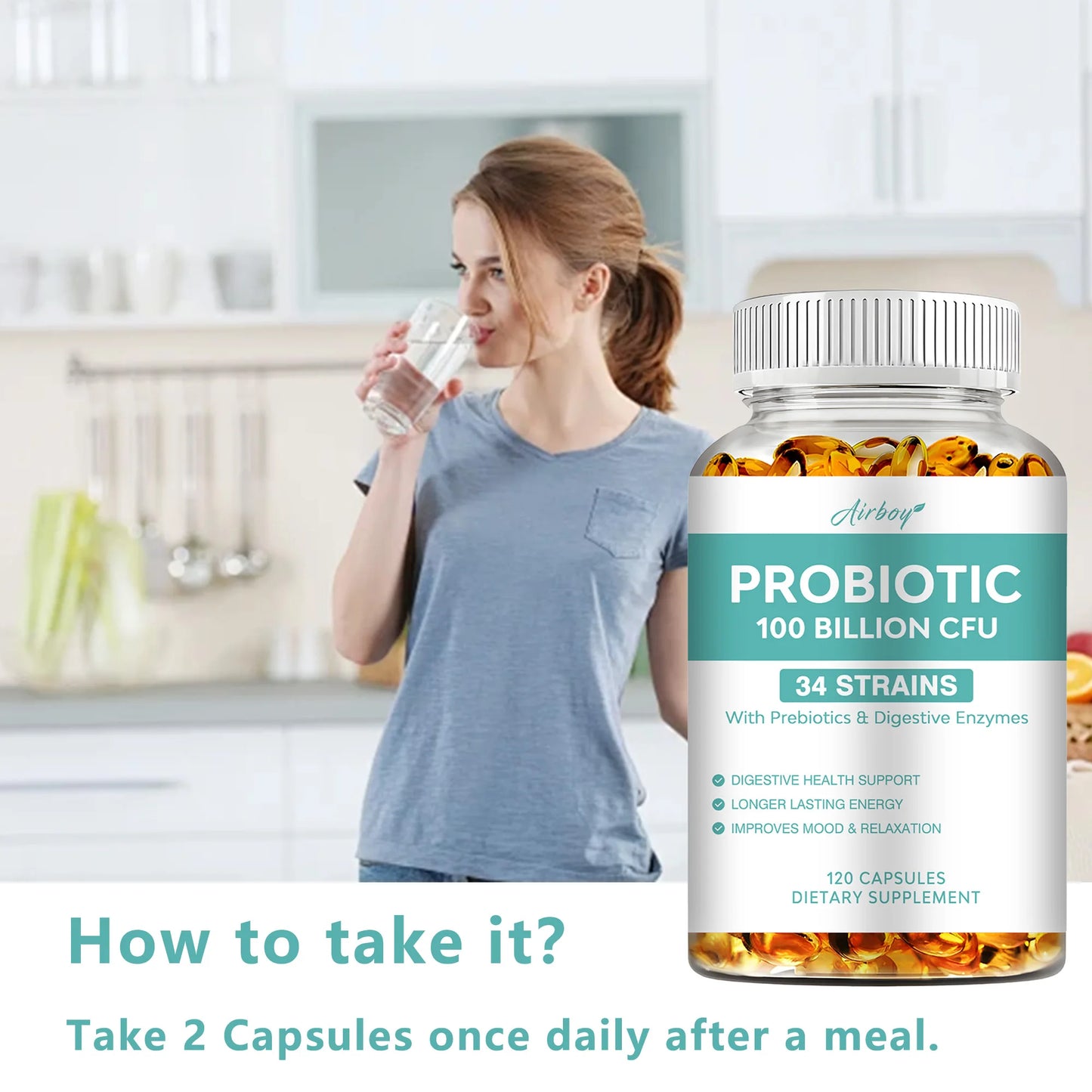 100 Billion CFU Probiotics – Digestive Health Support