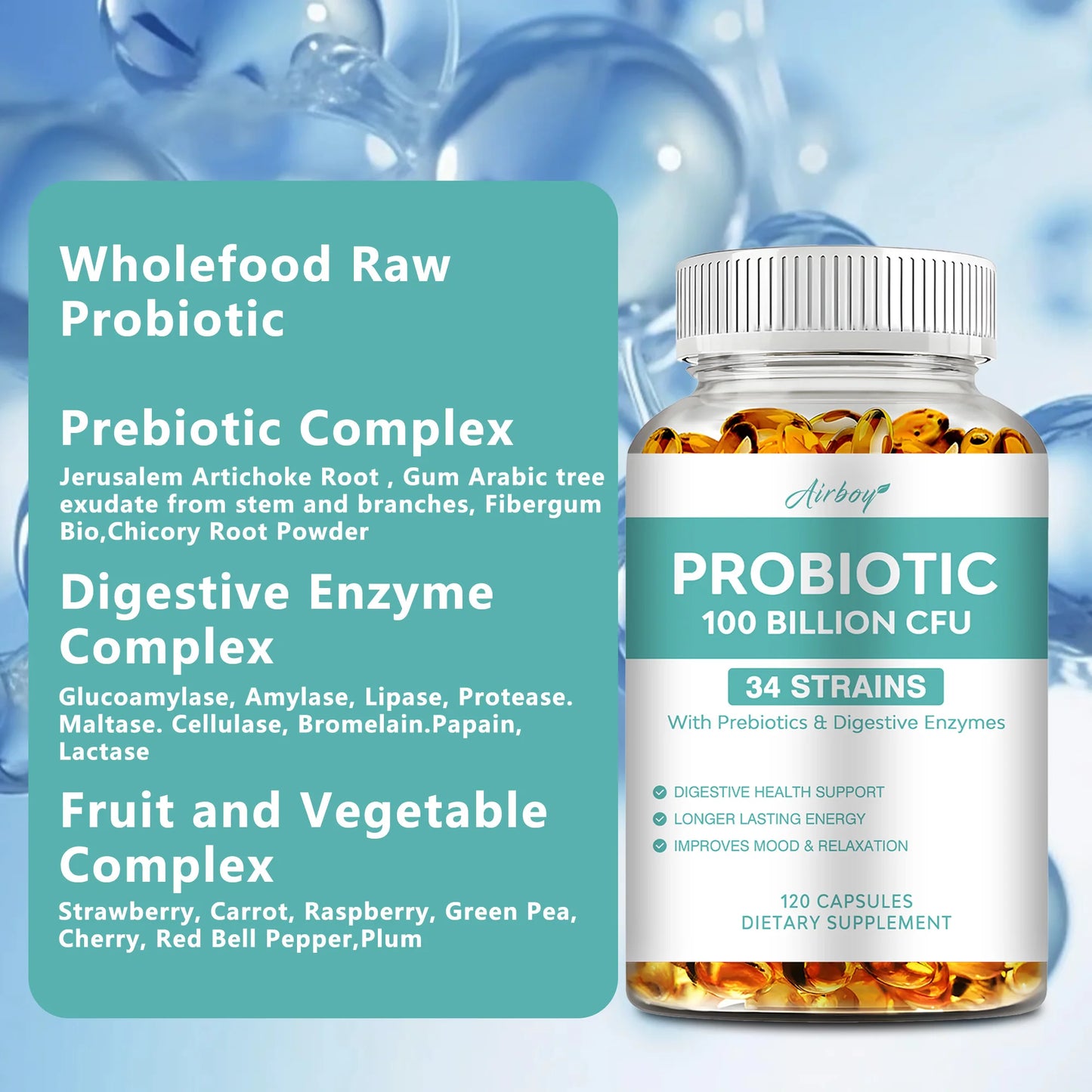 100 Billion CFU Probiotics – Digestive Health Support