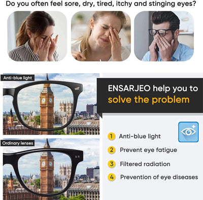 Square Anti-Blue Ray Eyeglasses for Computer & Gaming