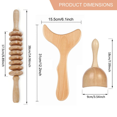 Wooden Lymphatic Drainage Massage Tool Set