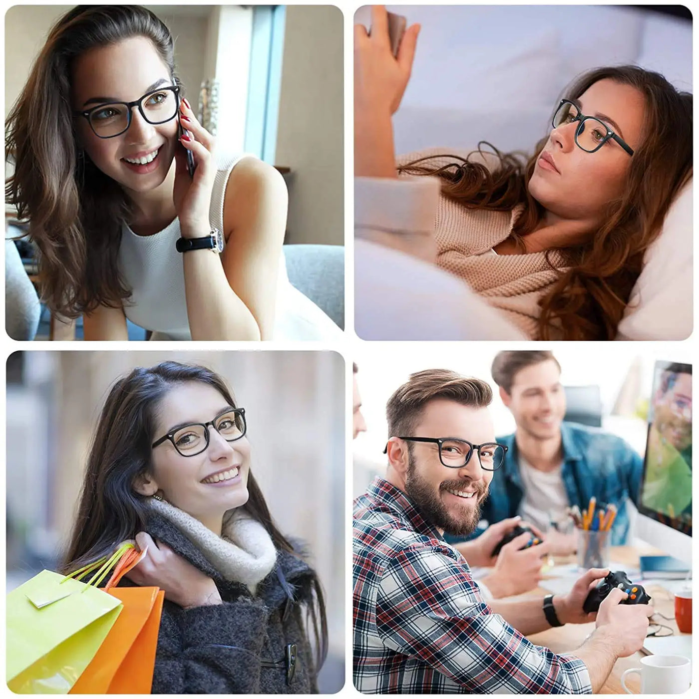 Square Anti-Blue Ray Eyeglasses for Computer & Gaming