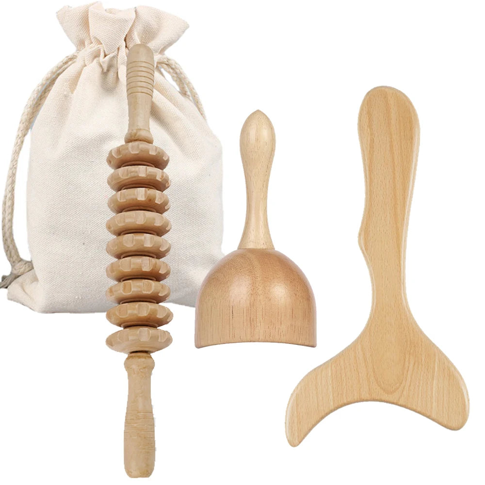 Wooden Lymphatic Drainage Massage Tool Set