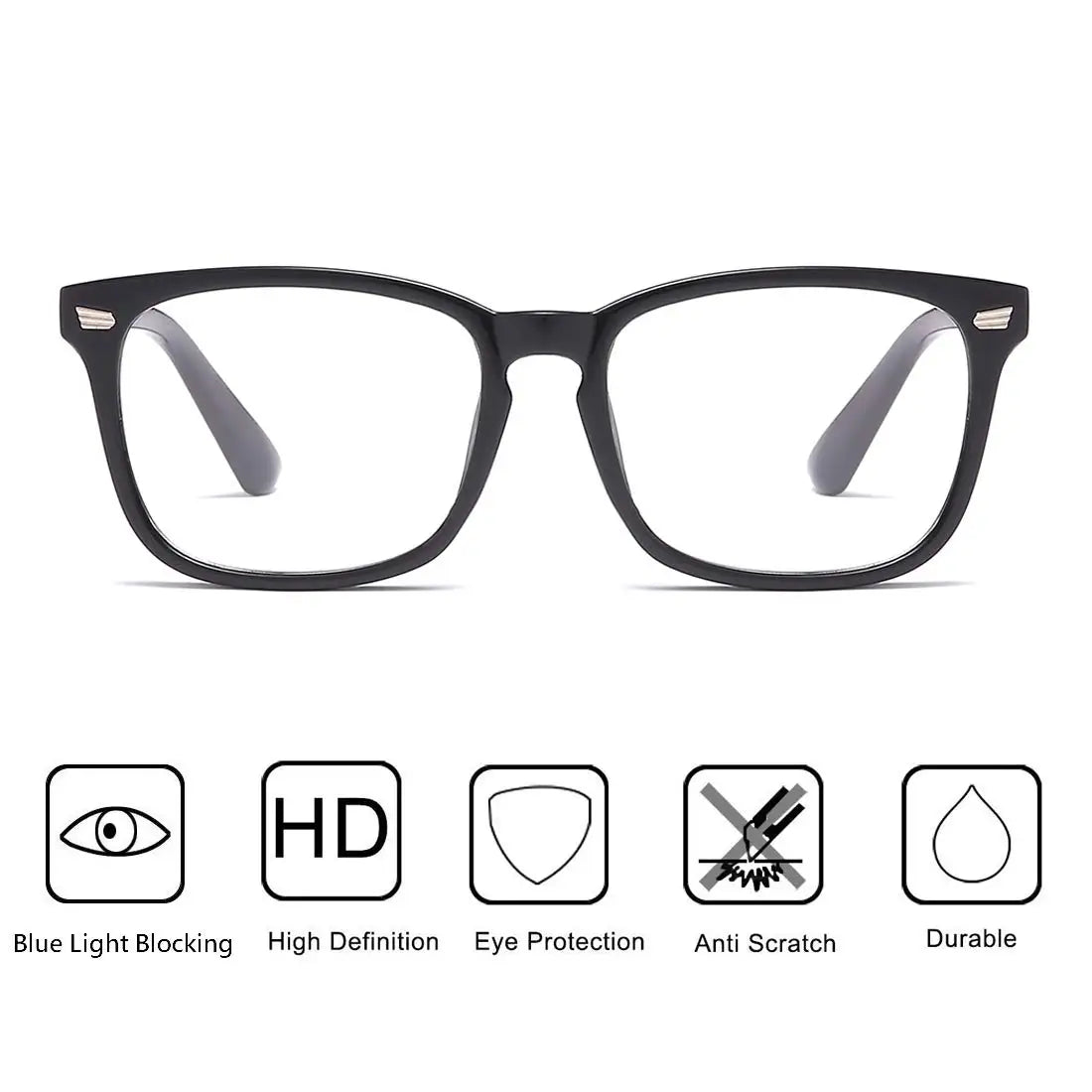 Square Anti-Blue Ray Eyeglasses for Computer & Gaming